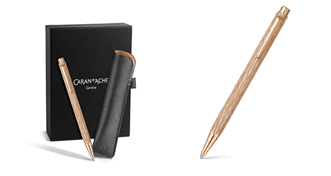 Caran d’Ache Ecridor Venetian Ballpoint Pen and Leather Case – Rose Gold