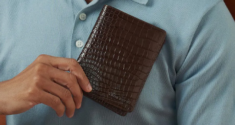 Croc-Textured Passport Wallet