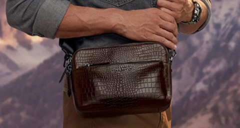 Lapis Bard Mandeville Croc-Textured Crossbody Bag