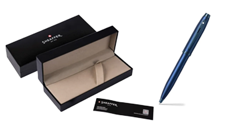  Sheaffer 100 9371 Satin Blue Ballpoint Pen With PVD Blue Trim 