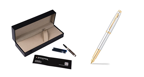 Sheaffer 9340 Gift 100 Fountain Pen (Fine) Bright Chrome with Gold Tone Trim 