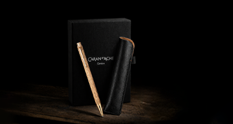 Caran d'Ache Ecridor Venetian Set Ballpoint Pen and Leather Case - Rose Gold.png