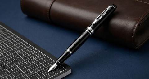 Waterman Expert Black Chrome Trim Fountain Pen - Medium.jpg