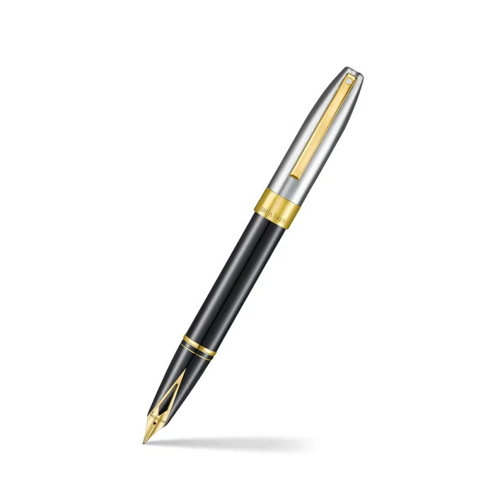 Sheaffer Legacy 9065 Glossy Black and Chrome Bi-color Fountain Pen with 14K PVD Gold-Plated, Stainless Steel Inlaid Nib and Trims (Medium).jpg