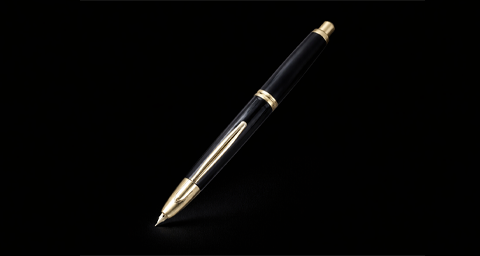 Pilot FC1500 RG Glossy Black Capless Retractable Fountain Pen with Gold Trims - Medium.png