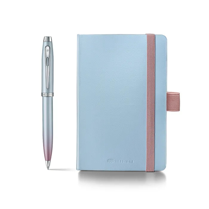 Sheaffer Expressions Blue and Pink Pearlised Gradient Ballpoint Pen with Small Notebook.jpg