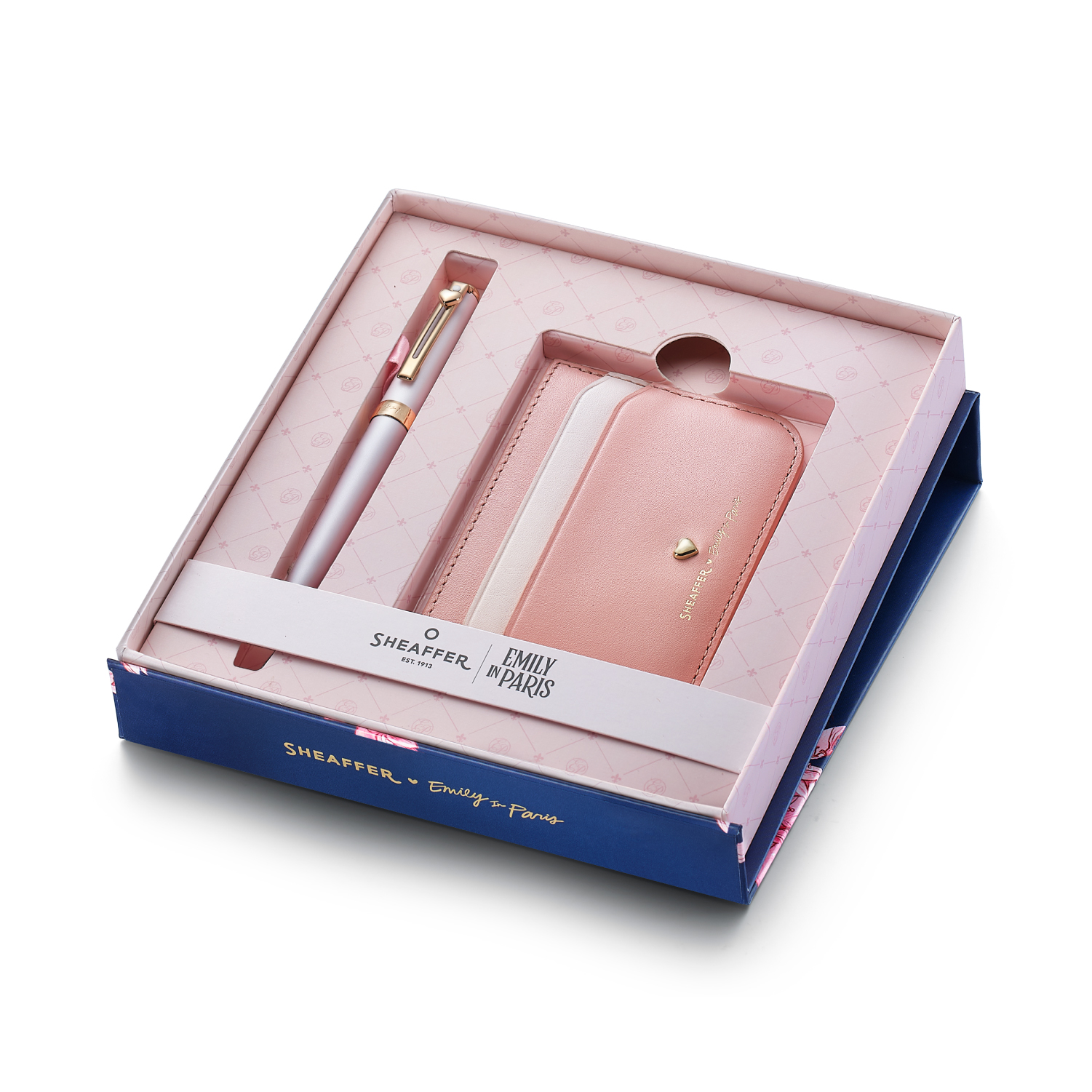 Sheaffer Emily in Paris Pastel Pink Ballpoint Pen with Swarovski Crystal and Full-Grain Leather Credit Card Holder.jpg