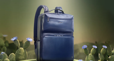 Lapis Bard Crossover Desert Bloom Cactus Leather 16 inch Backpack - Blue Backpack.png